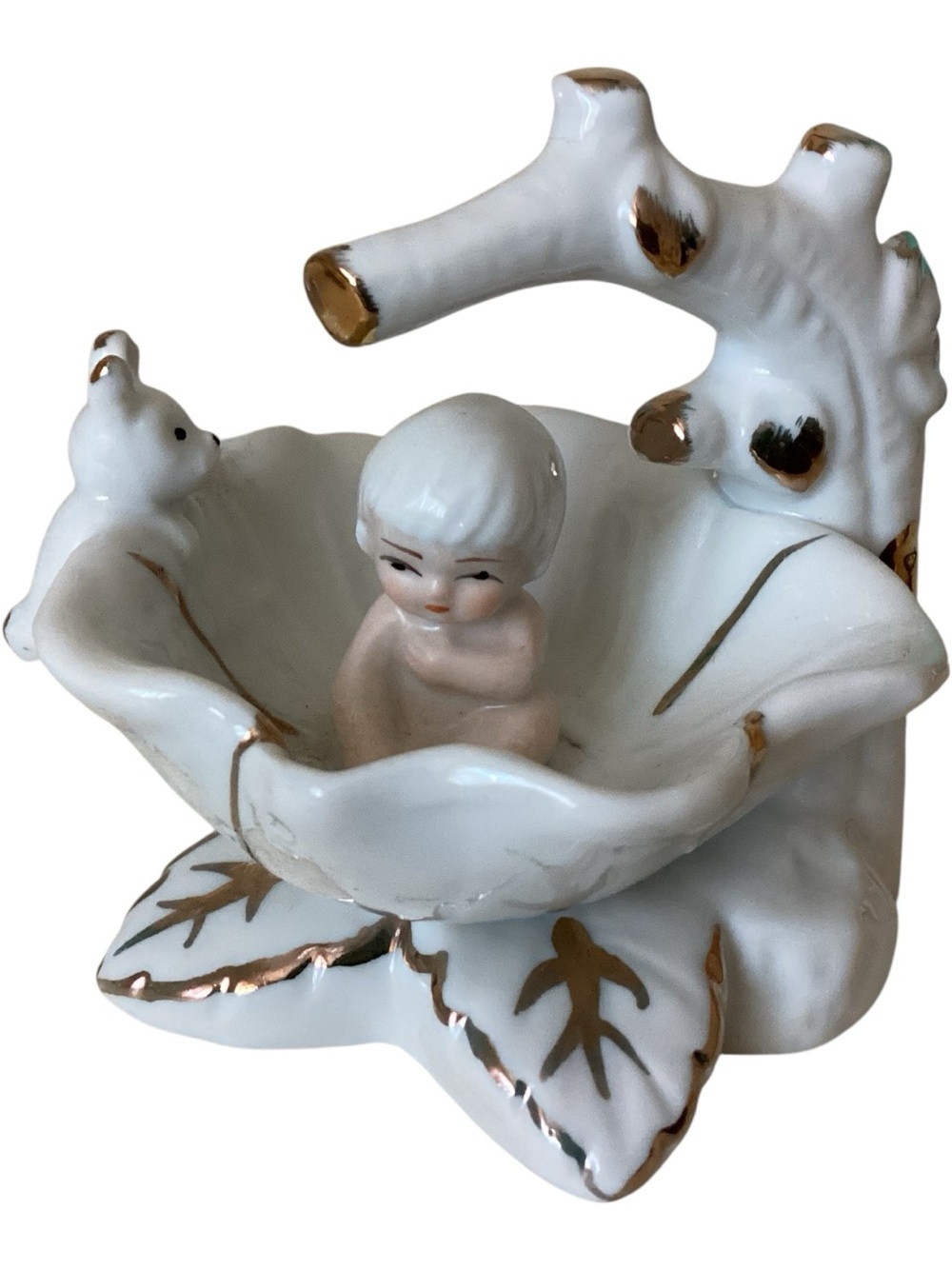 Vintage Toma Bathing Baby  Hand-painted Porcelain Figurine